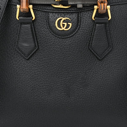 Gucci Textured Dollar Calfskin Web Small Diana Tote Bag Black Dusty Grey 8 of 12