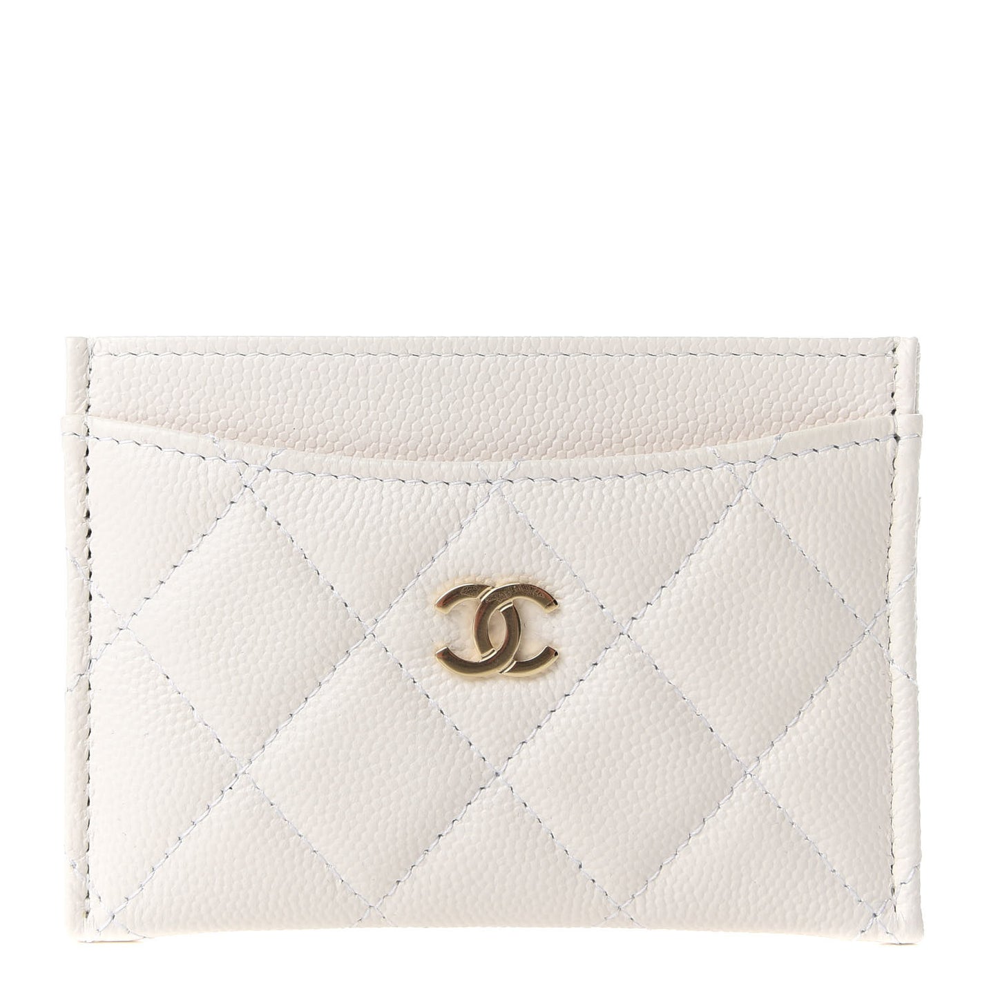 Caviar Quilted Card Holder White