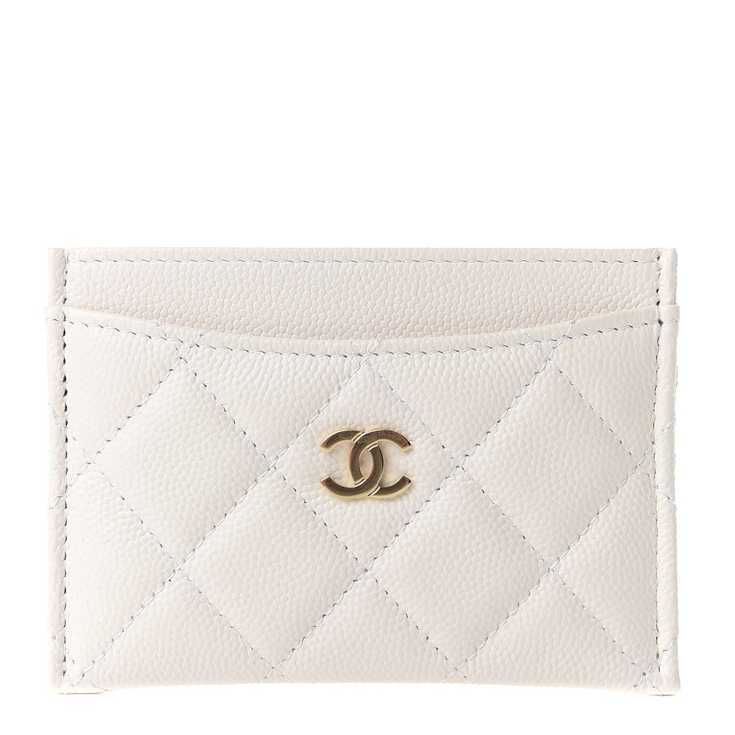 Chanel Caviar Quilted Card Holder White 1 of 9