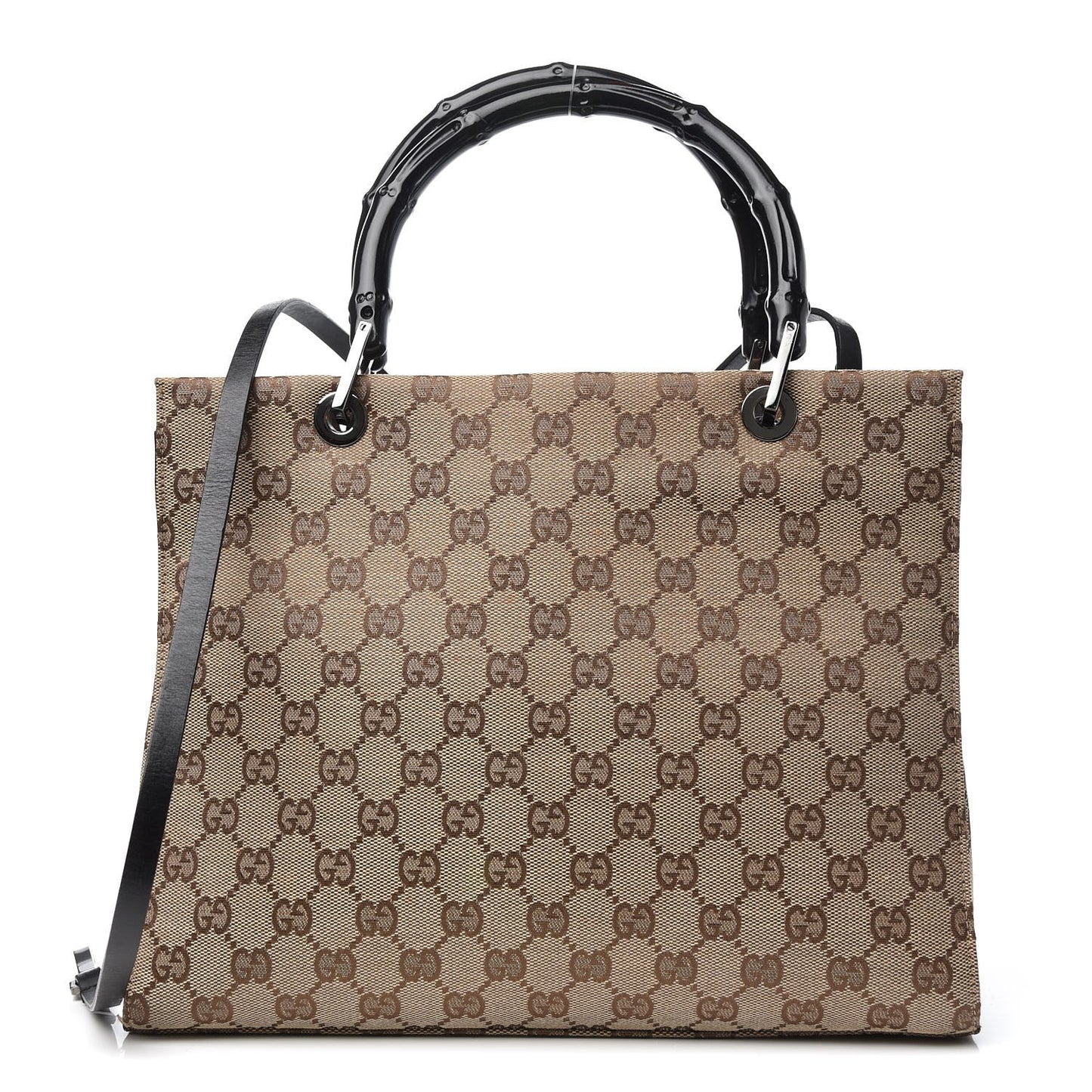 Monogram Bamboo Top Handle Tote Black