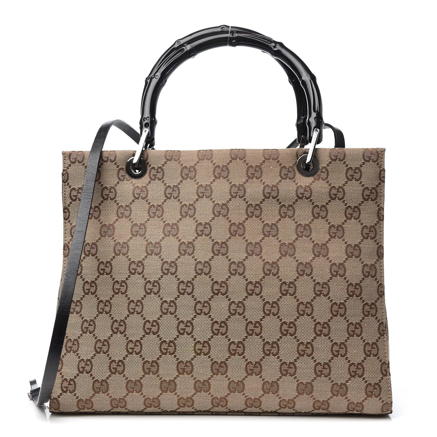 Gucci Monogram Bamboo Top Handle Tote Black 1 of 9