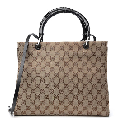 Gucci Monogram Bamboo Top Handle Tote Black 1 of 9