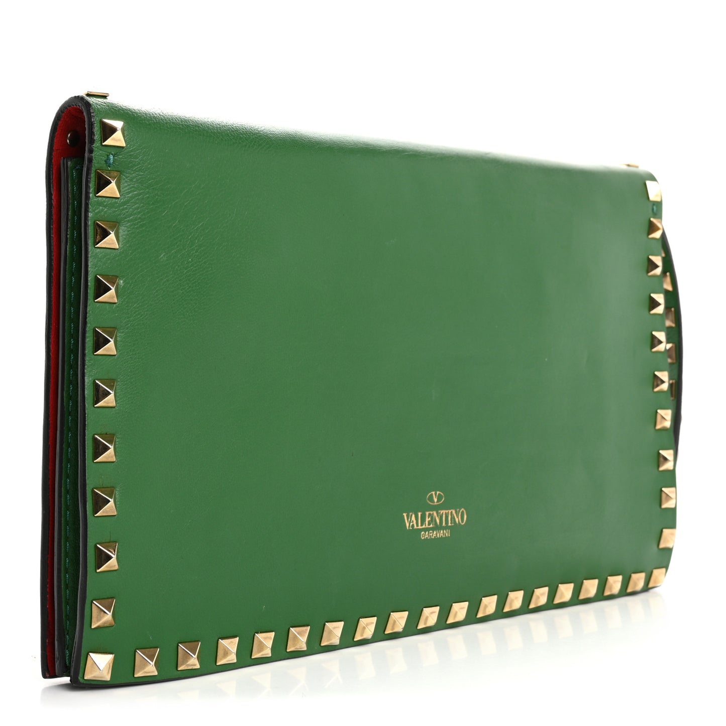 Nappa Rockstud Wristlet Clutch Emerald