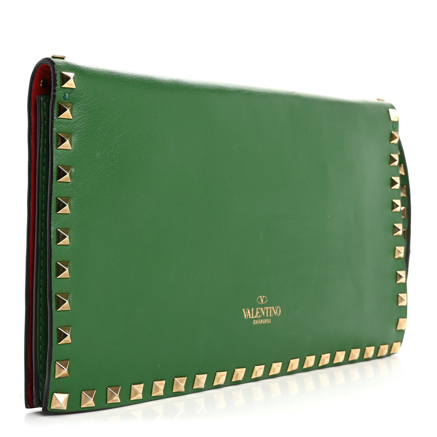 Valentino Garavani Nappa Rockstud Wristlet Clutch Emerald 3 of 16