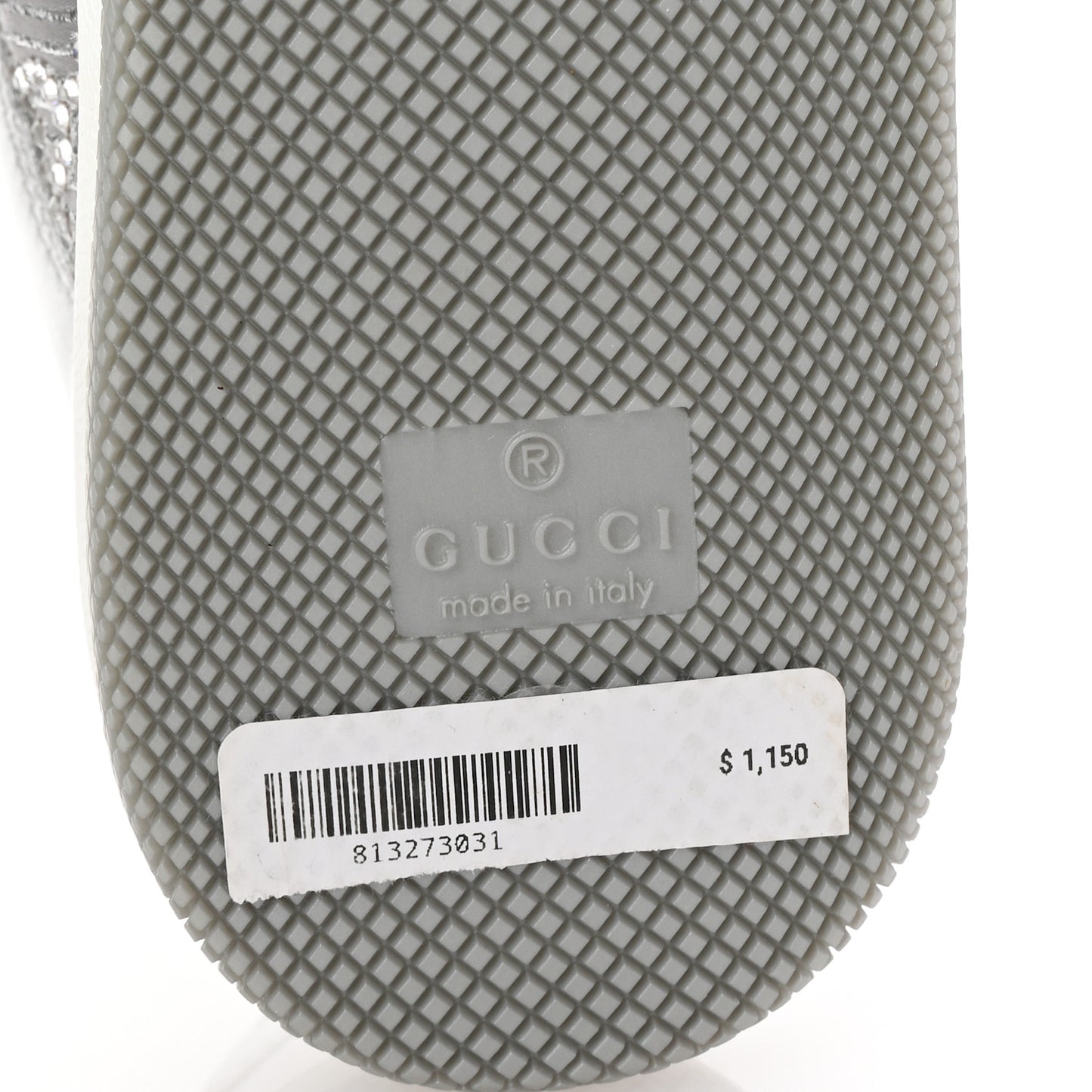 Metallic Nappa Silk Crystals Womens Screener Sneakers 36.5 Silver Light Grey