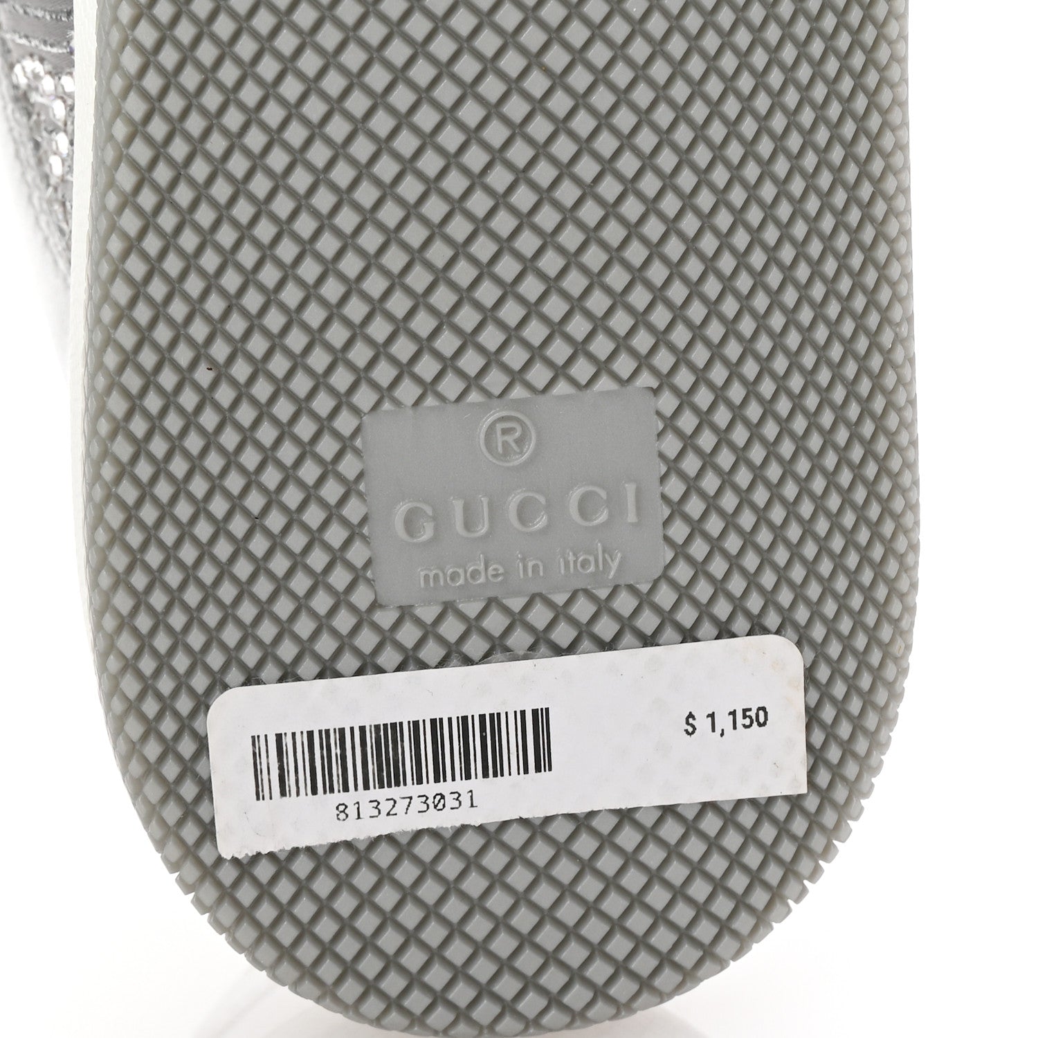 Gucci Metallic Nappa Silk Crystals Womens Screener Sneakers 36.5 Silver Light Grey 8 of 10