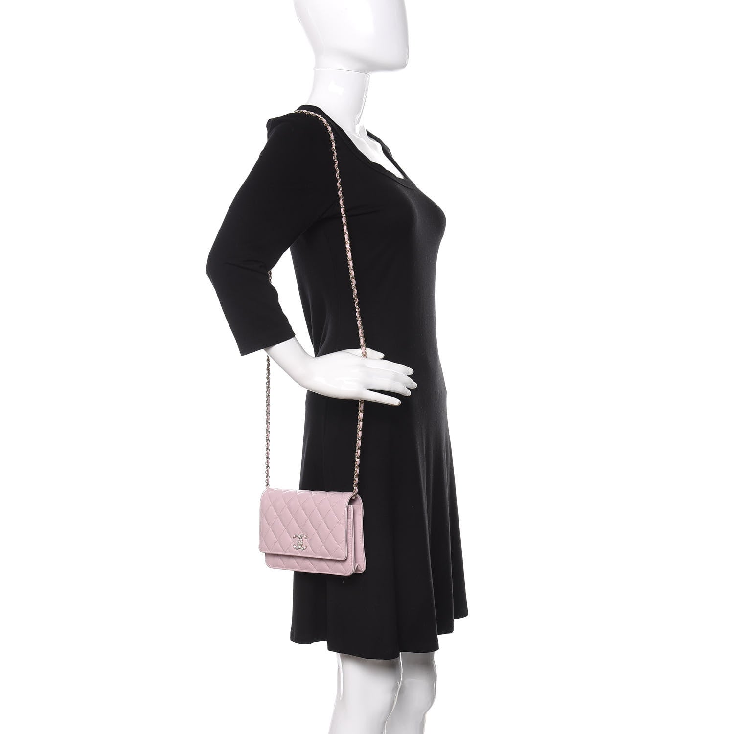 Chanel Caviar Quilted Coco Candy Wallet On Chain WOC Light Pink 2 of 12