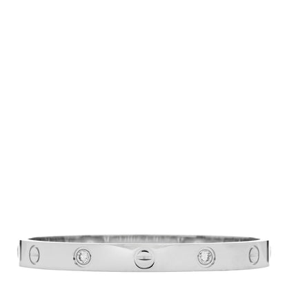 Cartier 18K White Gold 4 Diamond Love Bracelet 16 2 of 9