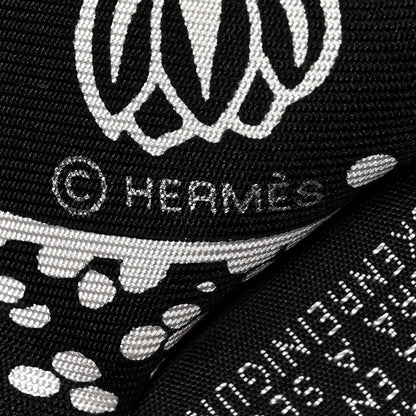 Hermes Silk Les Leopards Twilly Black White 3 of 4