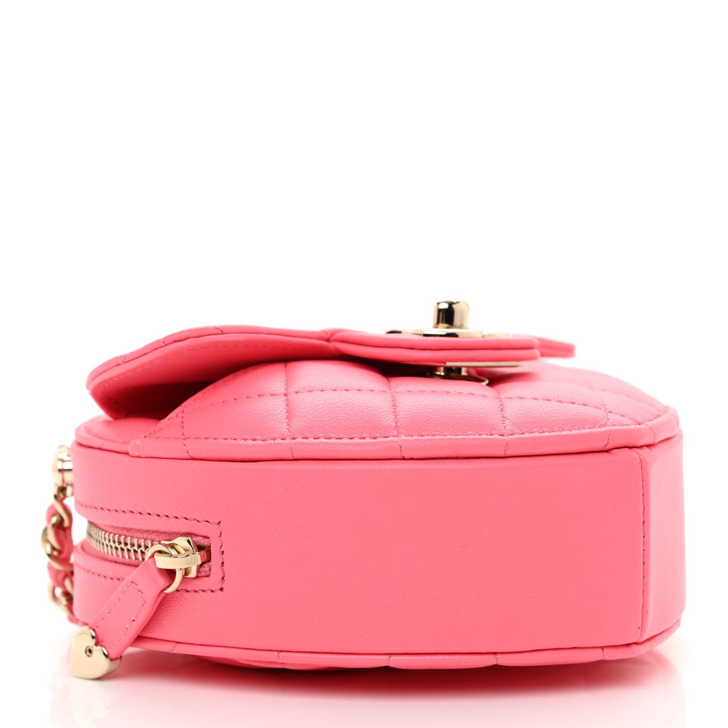 Lambskin Quilted CC In Love Heart Clutch With Chain Pink