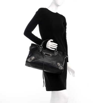 Balenciaga Chevre Silver Metallic Edge Hardware City Black 3 of 8
