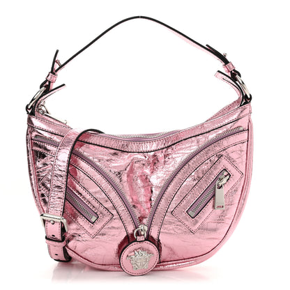 Versace Metallic Calfskin Small Repeat Zip Hobo Pink 1 of 10