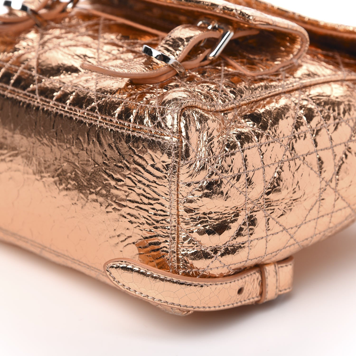 Christian Dior Ceramic Effect Deerskin Cannage Small Stardust Backpack Gold 7 of 8