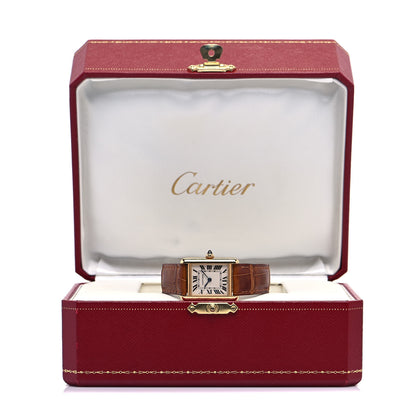 Cartier 18K Yellow Gold Alligator 22mm Tank Louis Quartz Watch Brown 5 of 5