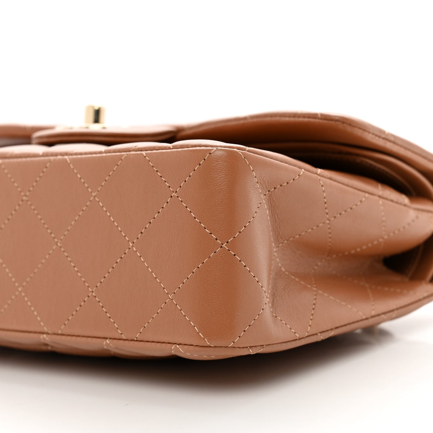Lambskin Quilted Small Double Flap Brown