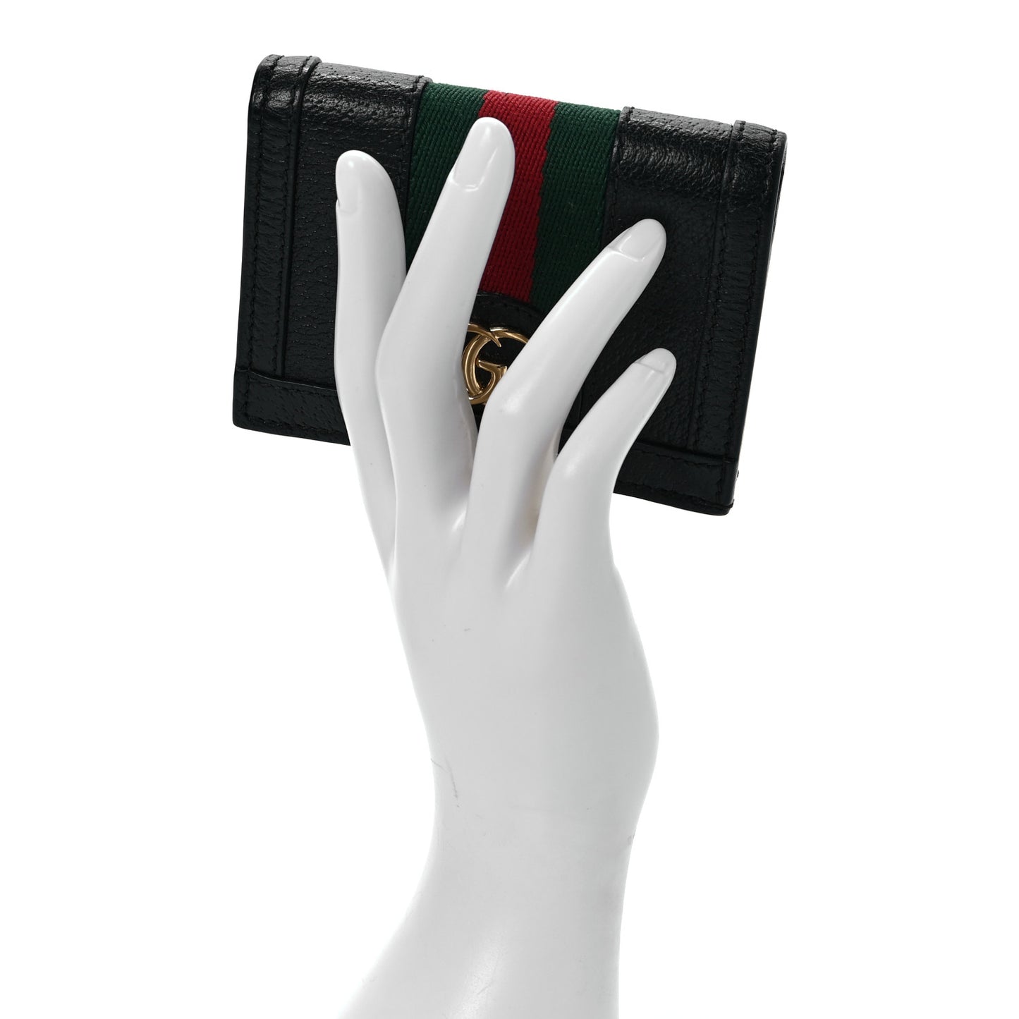 Calfskin Web Ophidia Card Case Black