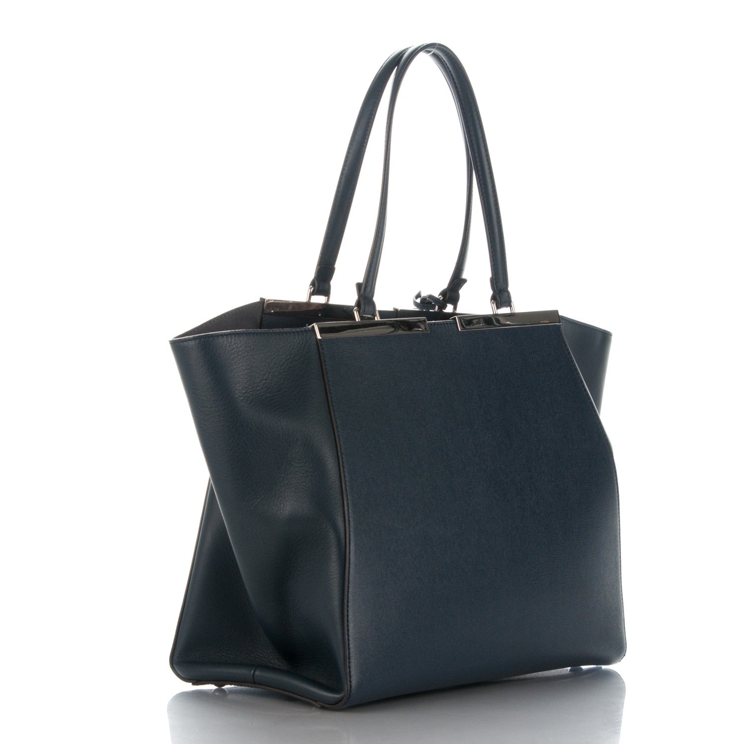 Fendi Vitello Elite Flamingo Large 3Jours Tote Navy 3 of 7