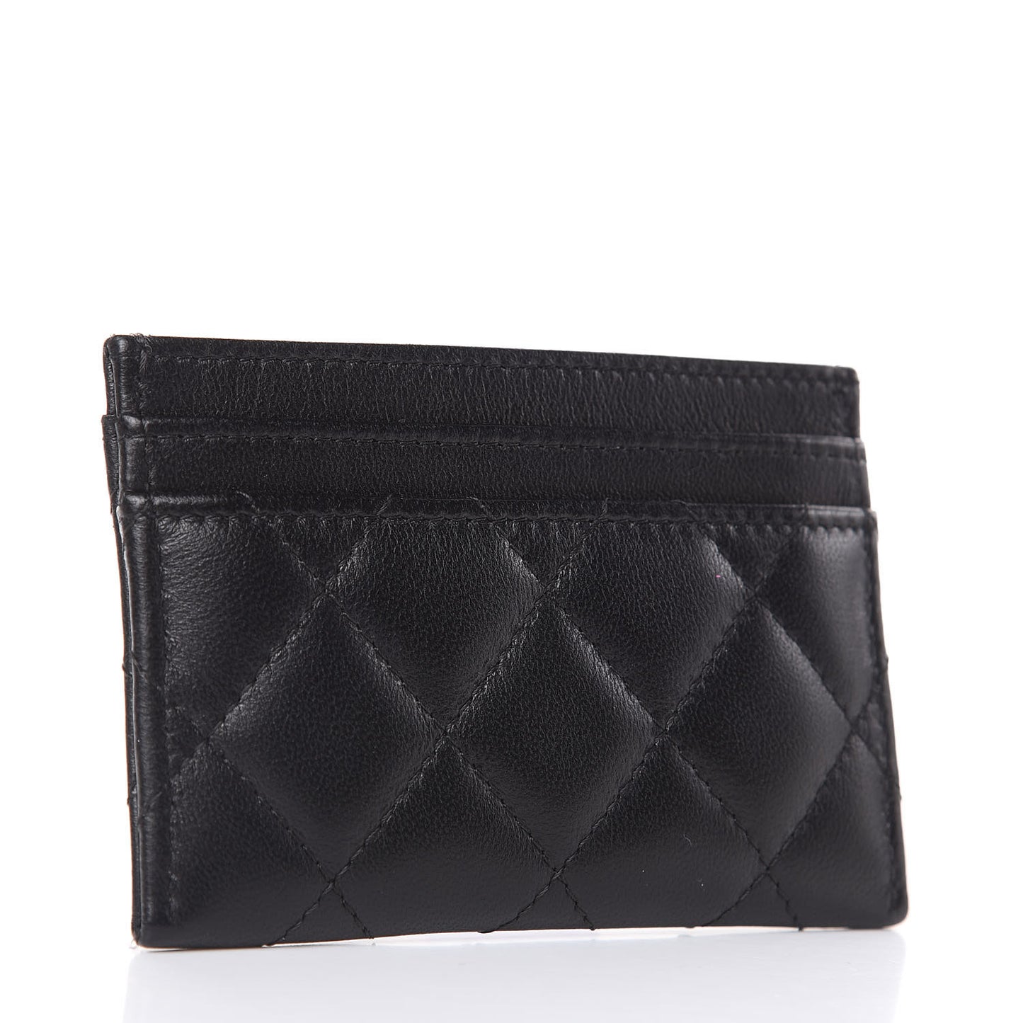 Lambskin Quilted Card Holder Black