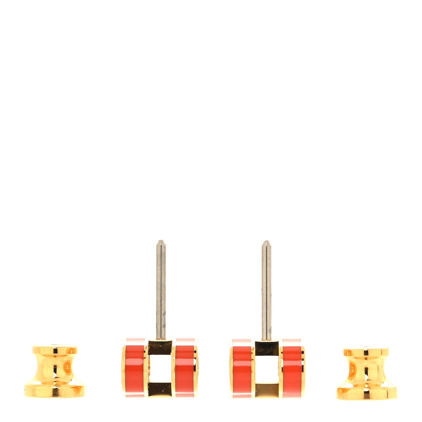 Gold Lacquered Mini Pop H Earrings Orange Field