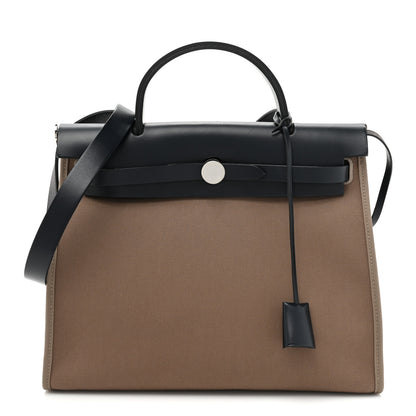 Hermes Toile Officier Vache Hunter Herbag Zip 31 PM Etoupe Bleu Indigo 1 of 15