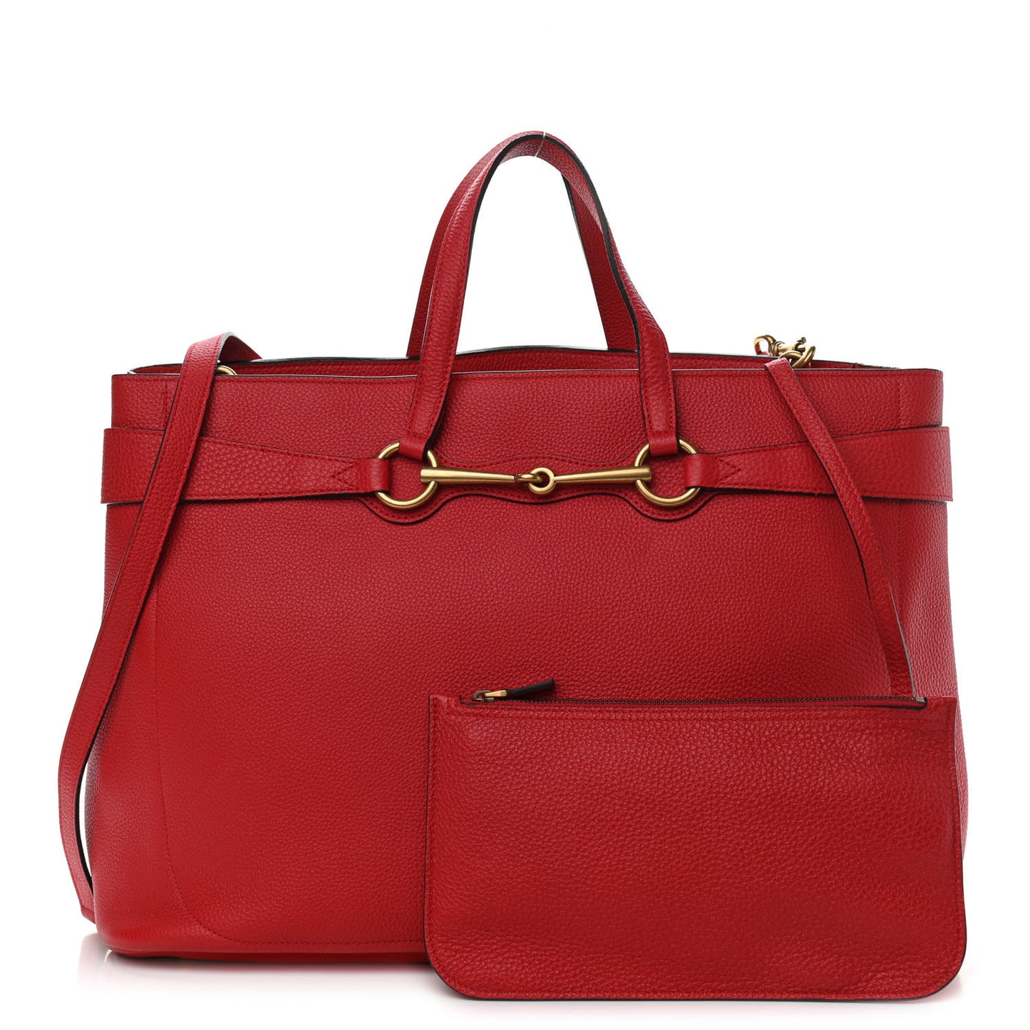Textured Calfskin Large Bright Bit Tote Red