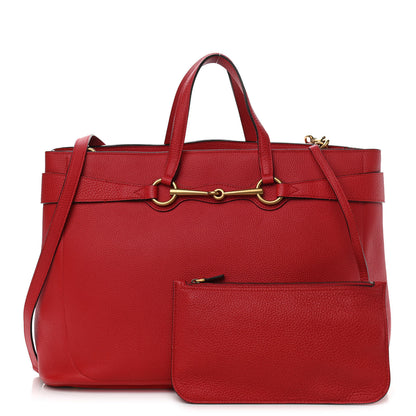 Gucci Textured Calfskin Large Bright Bit Tote Red 1 of 13