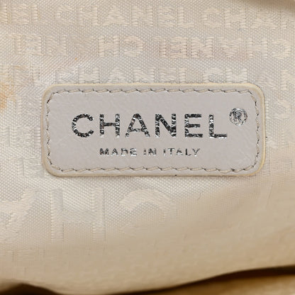 Chanel Canvas Metallic Calfskin N°5 Round Wristlet Clutch Beige Red Blue 6 of 10