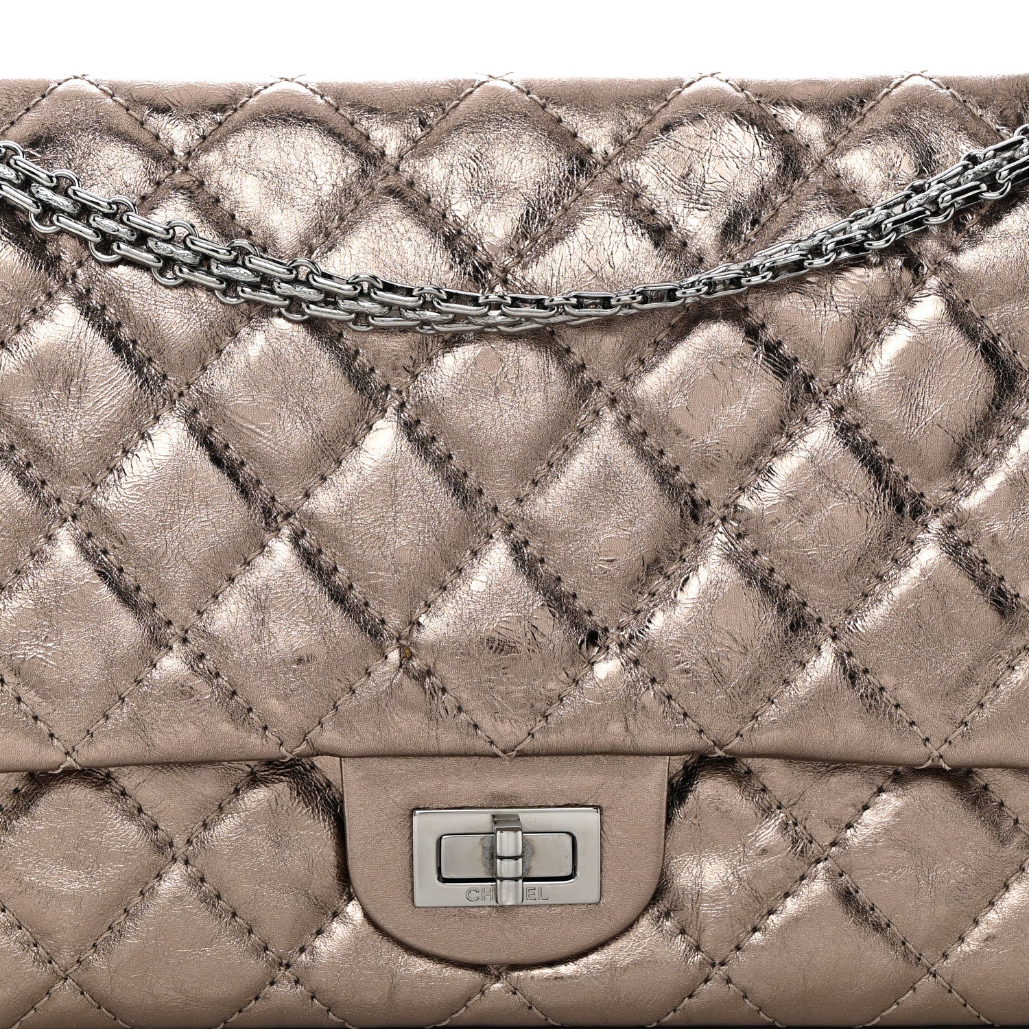 Chanel Metallic Aged Calfskin Quilted 2.55 Reissue 226 Flap Dark Silver 8 of 10
