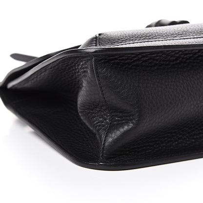 Gucci Pebbled Calfskin Medium Bamboo Daily Flap Shoulder Bag Black 7 of 8