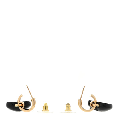 Chanel Resin Crystal CC Heart Drop Earrings Black Gold 3 of 4