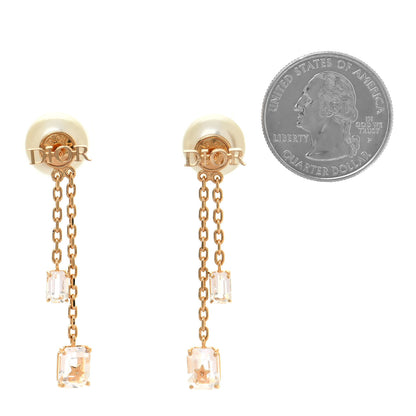 Christian Dior Pearl Crystal Tribales Dangle Chain Earrings Gold 2 of 4