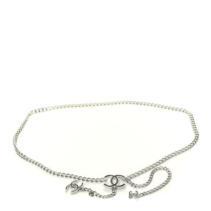 Chanel Enamel CC Chain Logo Belt Silver Black 1 of 5