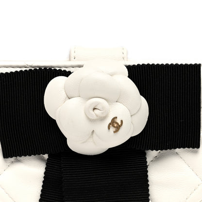 Chanel Lambskin Quilted Round Camellia Mini Clutch White 8 of 8