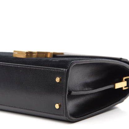 Saint Laurent Suede Leopard Print Mini Classic Monogram Cassandra Top Handle Manto Naturale Black 7 of 11