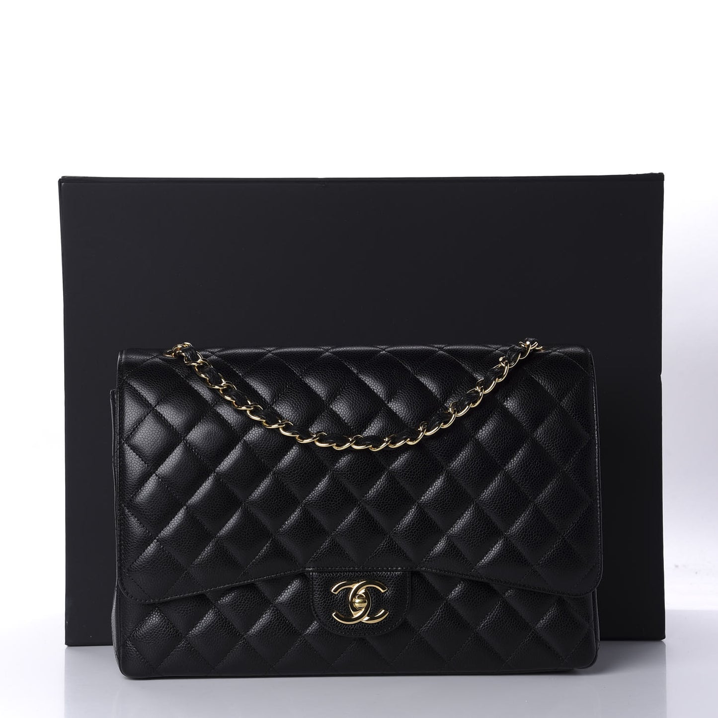 Caviar Quilted Maxi Double Flap Black