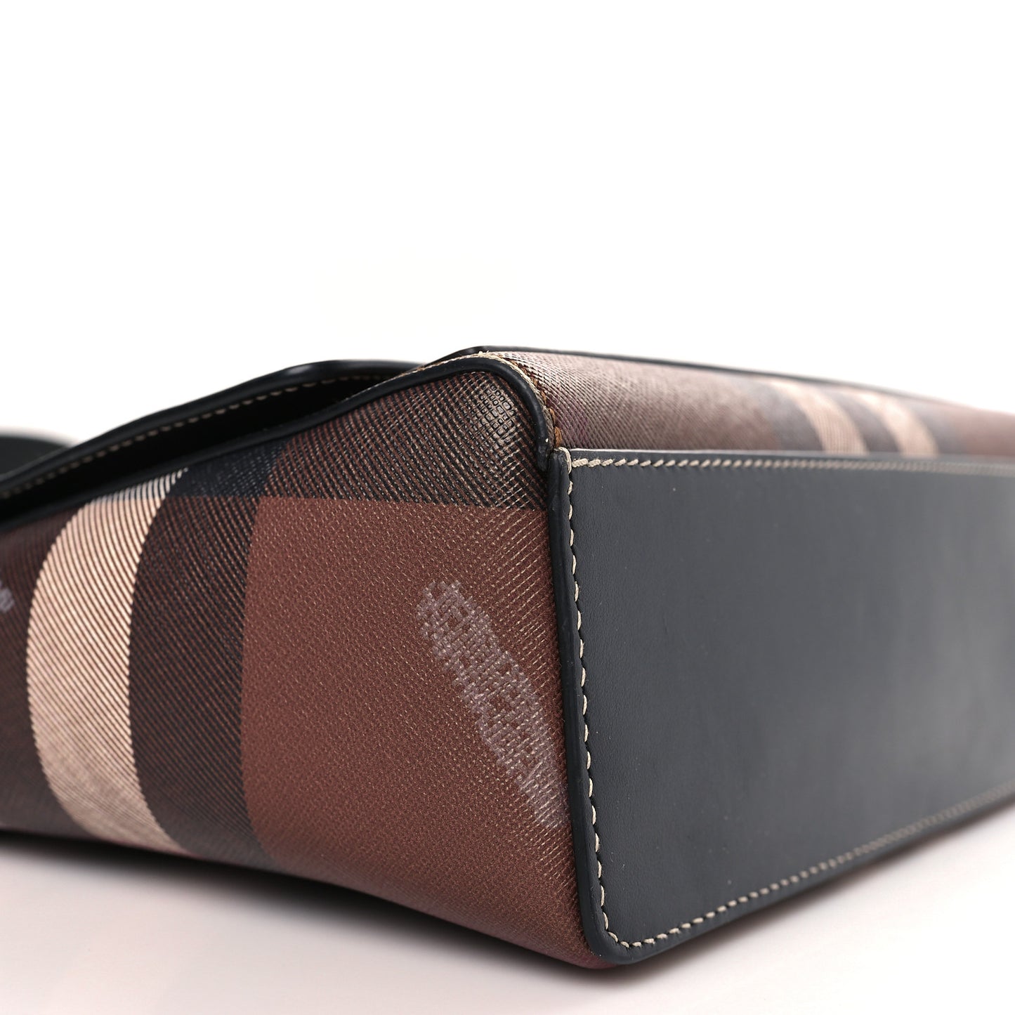 Coated Canvas Calfskin Vintage Check Medium Note Crossbody Bag Dark Birch Black