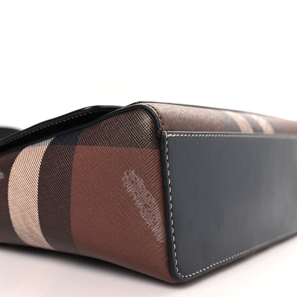 Burberry Coated Canvas Calfskin Vintage Check Medium Note Crossbody Bag Dark Birch Black 9 of 9