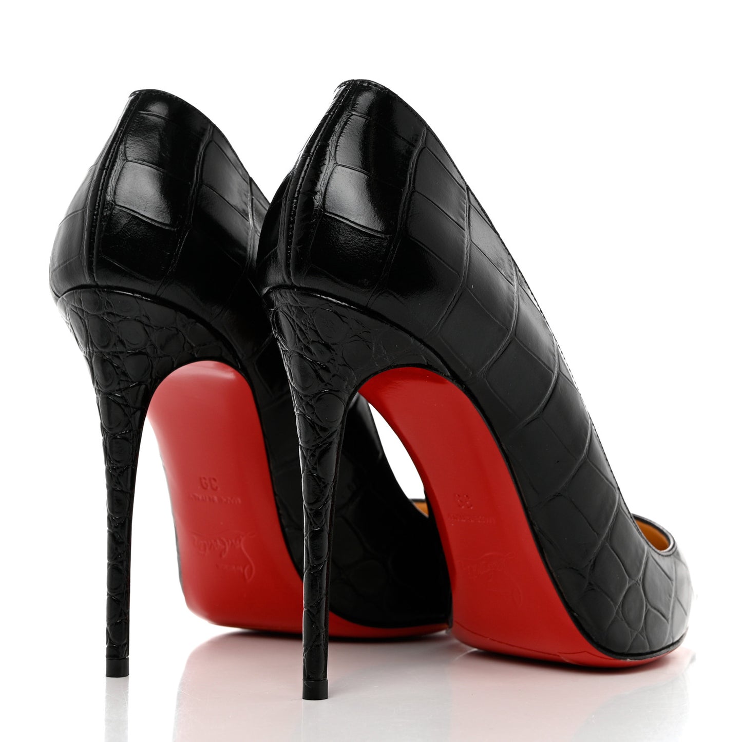 Calfskin Crocodile Embossed Pigalle Follies 100 Pumps 39 Black