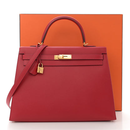 Hermes Epsom Kelly Sellier 35 Rouge Casaque 11 of 11