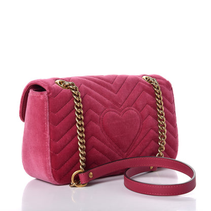 Gucci Velvet Matelasse Small GG Marmont Shoulder Bag Light Raspberry Rose 3 of 9