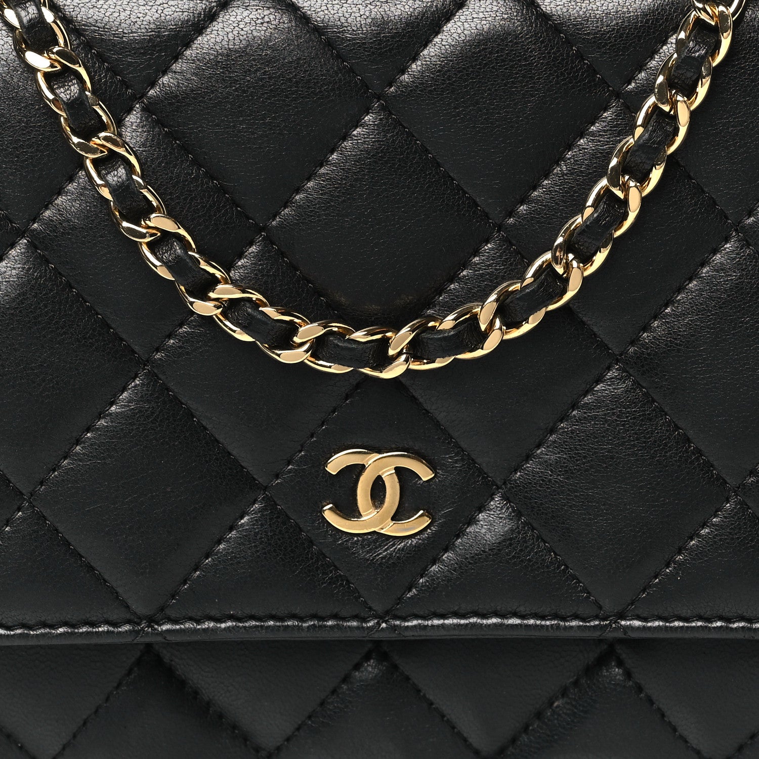 Chanel Lambskin Quilted Wallet On Chain WOC Black 9 of 14