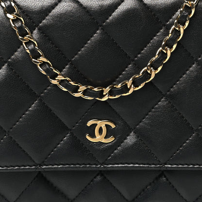 Chanel Lambskin Quilted Wallet On Chain WOC Black 9 of 14