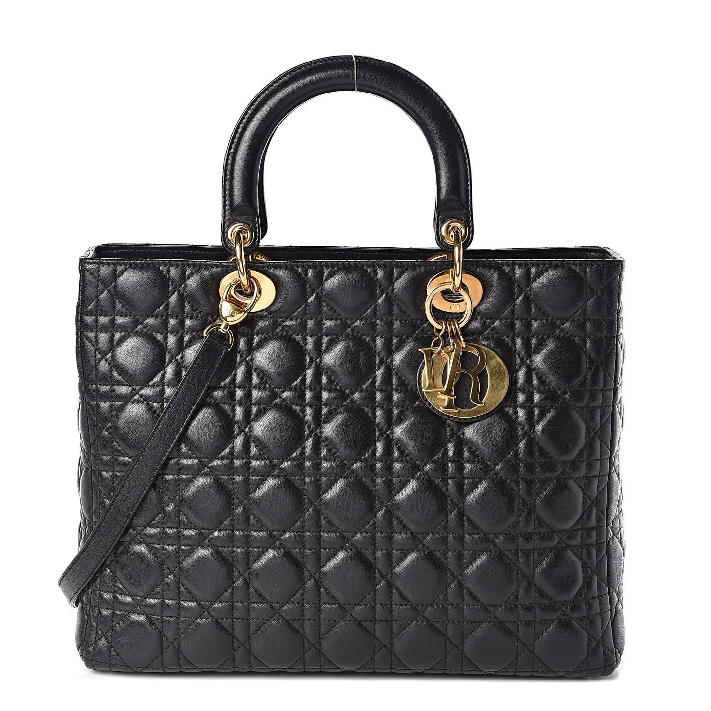 Lambskin Cannage Large Lady Dior Black