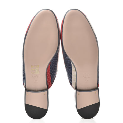 Gucci Canvas Sylvie Stripe Womens Princetown Slippers 38 Mystic White Hibiscus Red Maritime 5 of 8