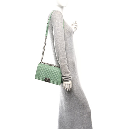 Chanel Caviar Quilted Medium Boy Flap Green 2 of 10