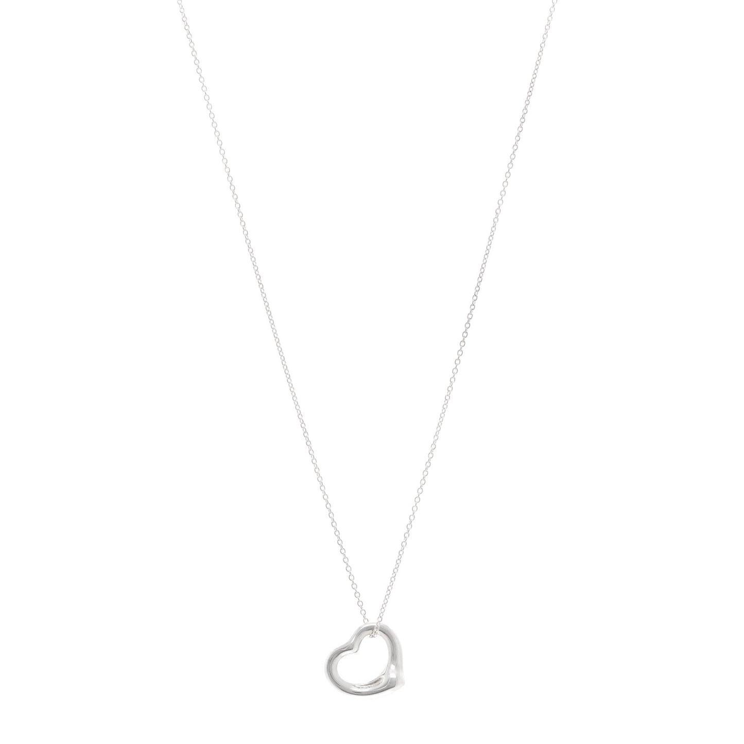 Sterling Silver 16mm Elsa Peretti Open Heart Pendant Necklace