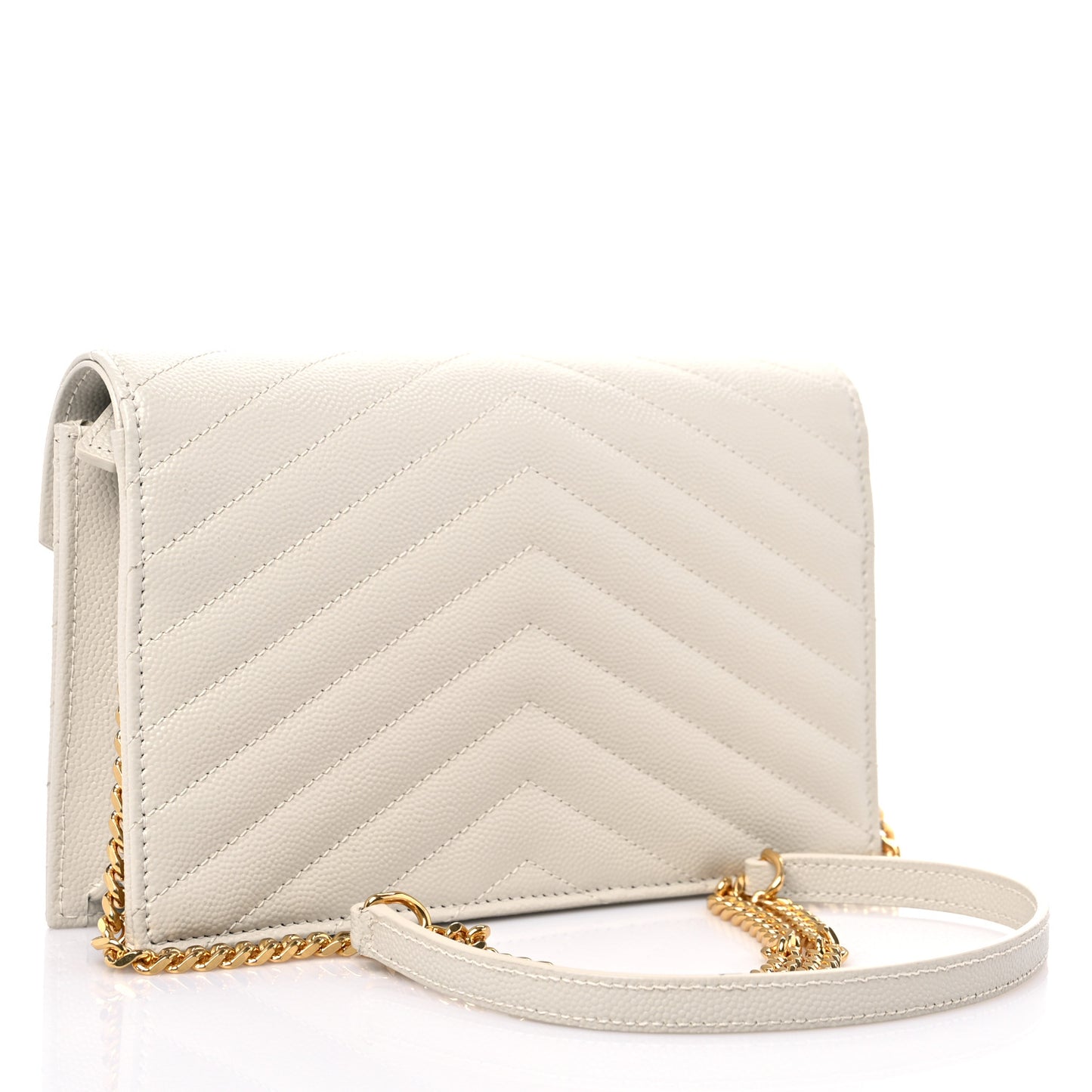 Grain De Poudre Matelasse Chevron Cassandre Envelope Chain Wallet Crema Soft
