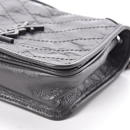 Saint Laurent Crinkled Calfskin Matelasse Monogram Niki Chain Wallet Storm 8 of 9