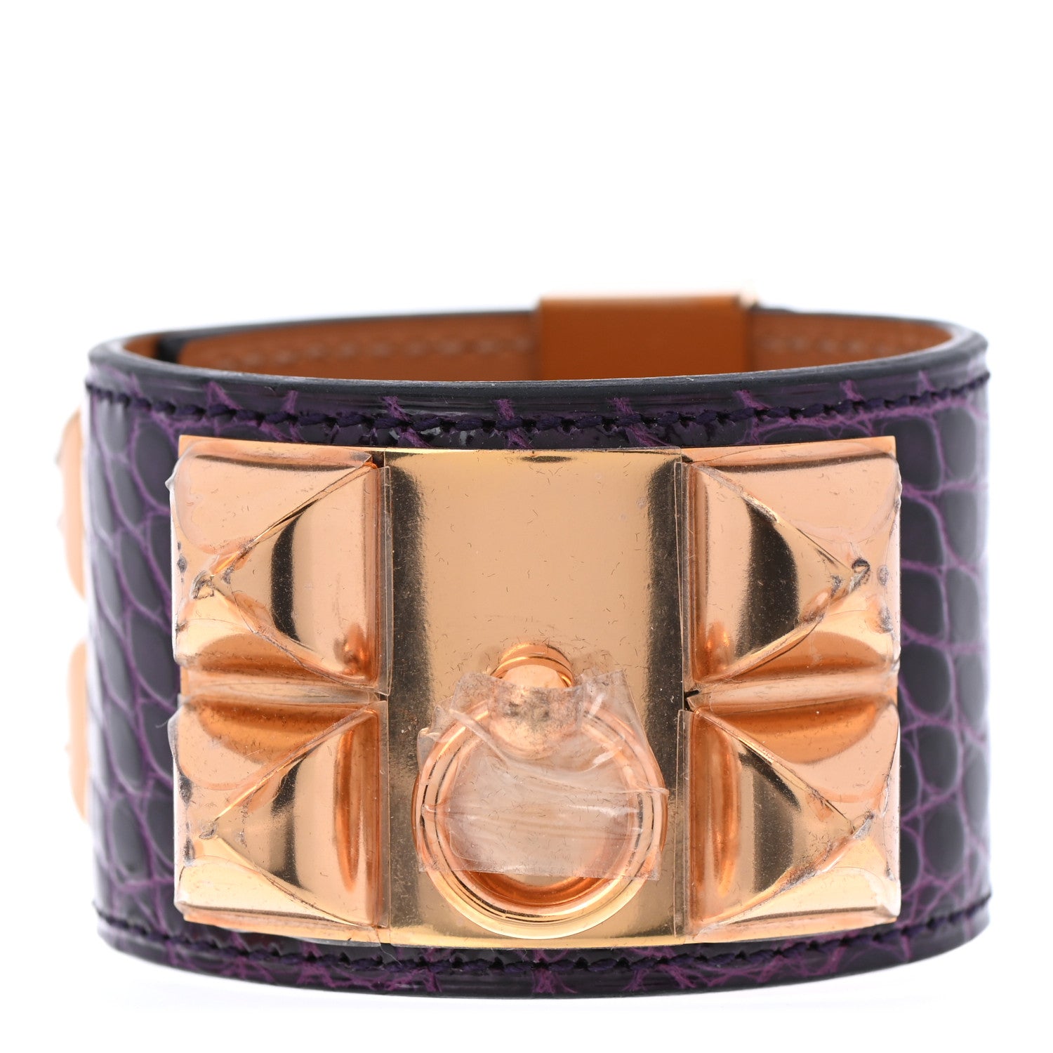 Hermes Shiny Alligator Collier De Chien CDC Bracelet S Amethyst 1 of 7
