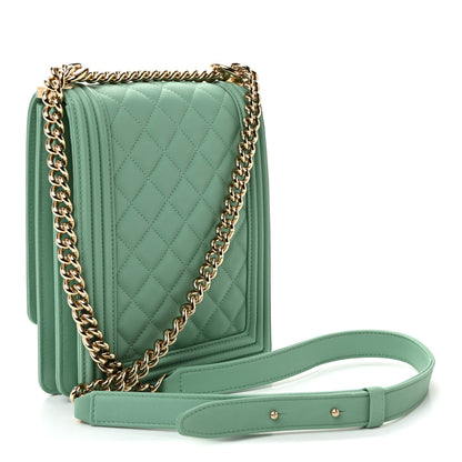Chanel Calfskin Quilted North South Boy Flap Light Blue 3 of 10